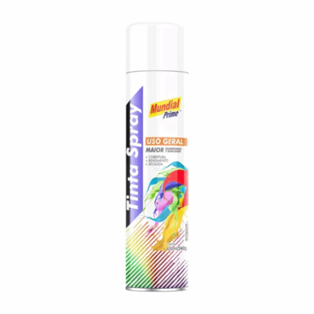 tinta spray 400ml branco brilhante mundial prime