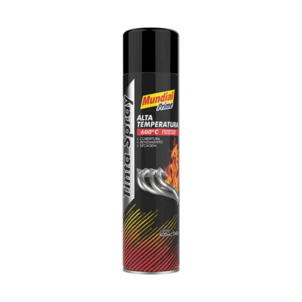 tinta spray alta temperatura 400ml preto mundial prime