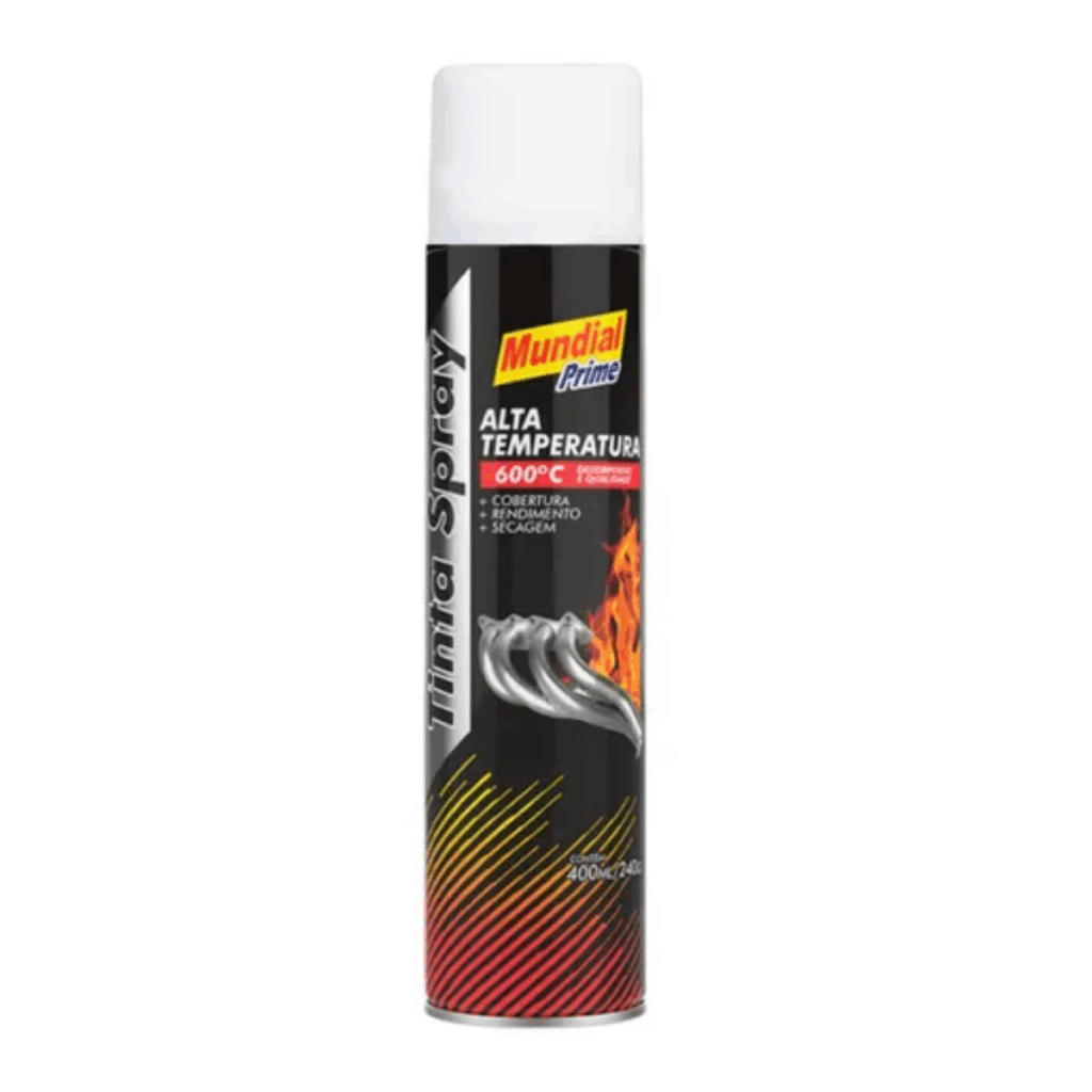 tinta spray alta temperatura 400ml branco mundial prime