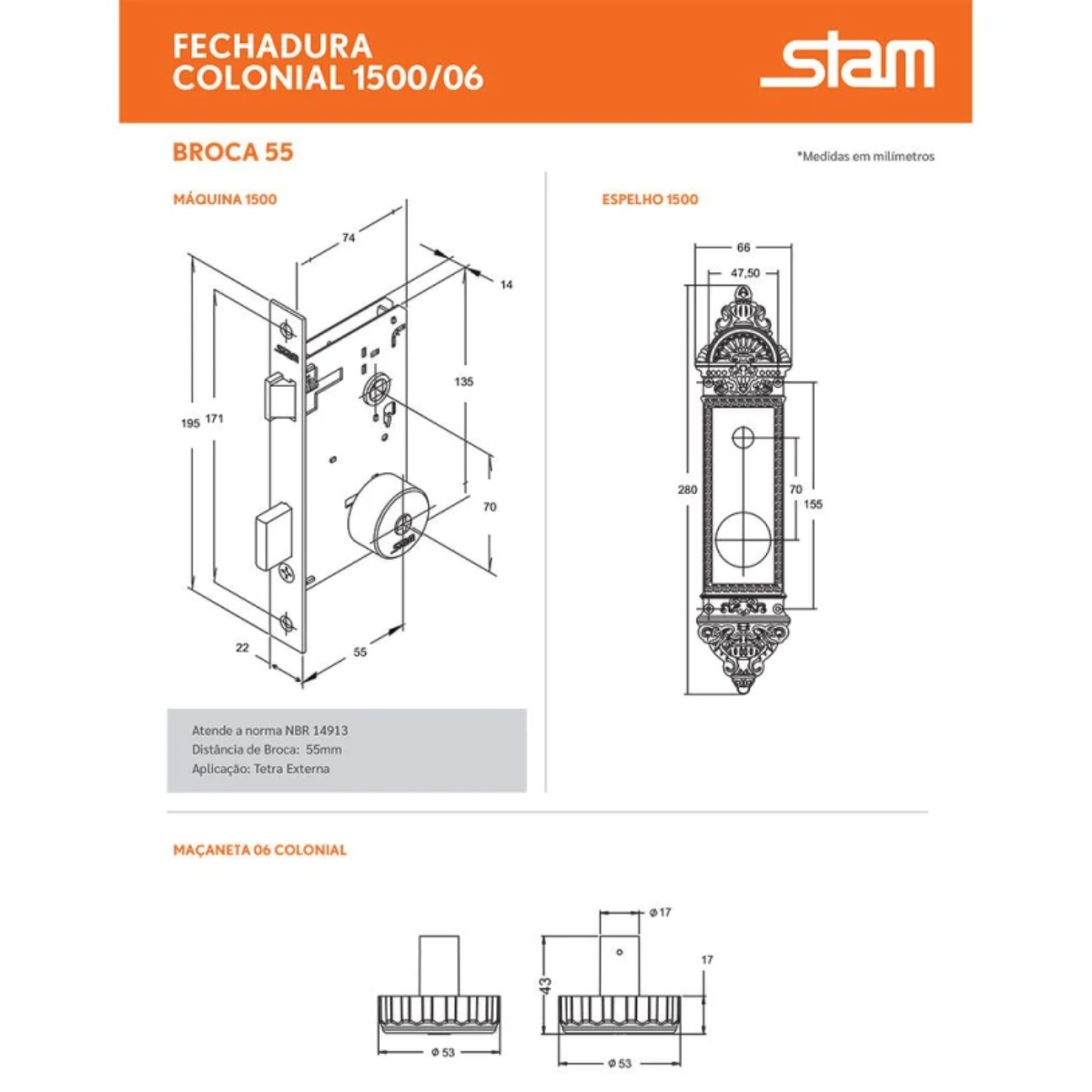 Fechadura Colonial 1500/06 Antique Stam - Scottini Outlet